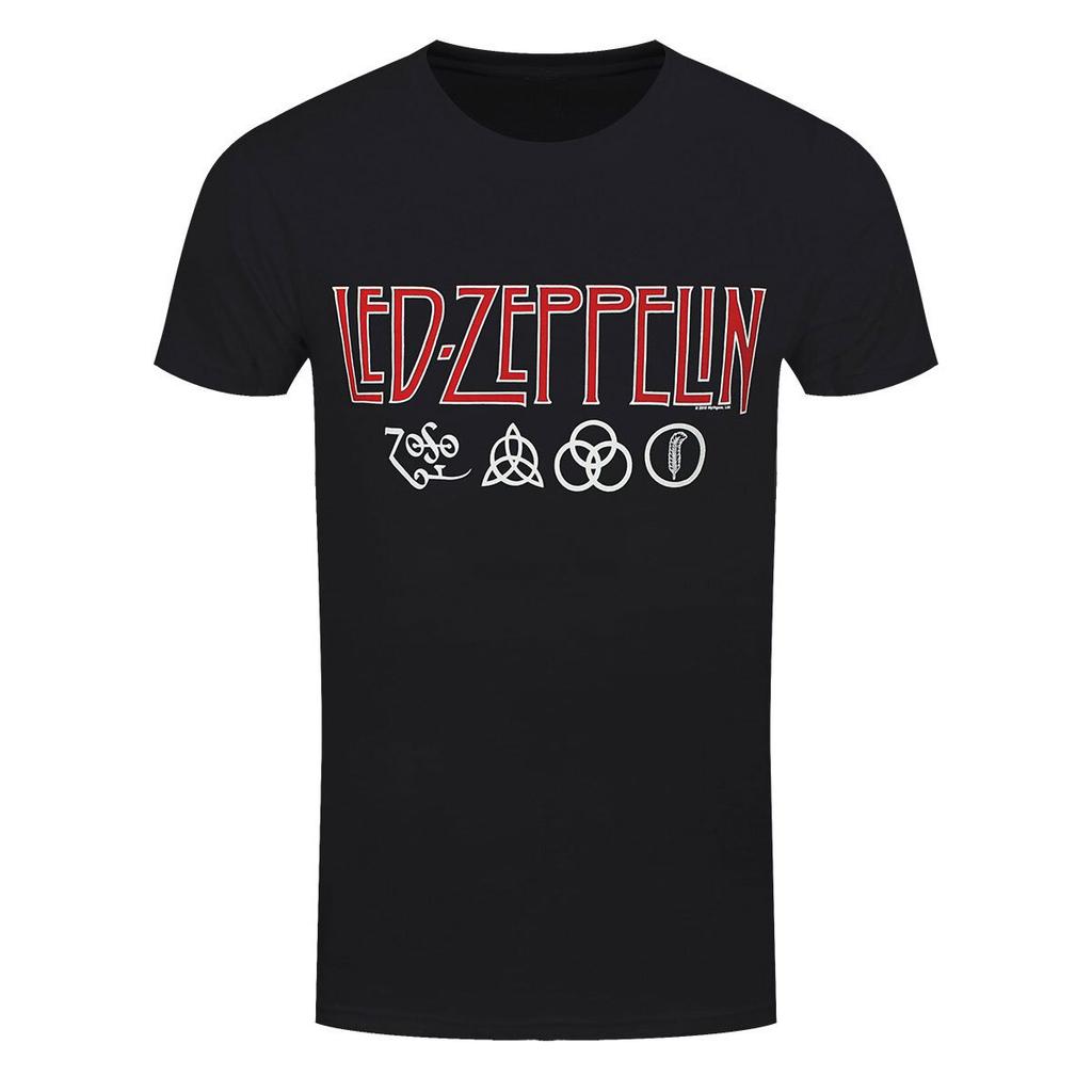 Led Zeppelin T-Shirt Logos & Symbole Rockband Neu Schwarz Offiziell