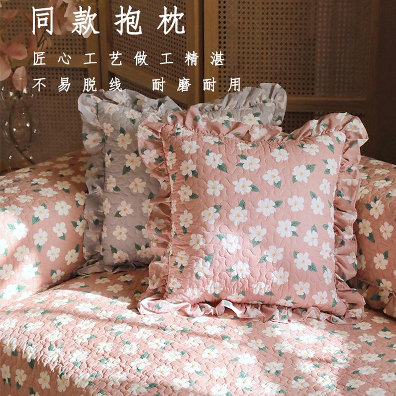 Four Seasons Flower Sofa Mat Fresh Rural Style Non Slip Cotton Sofa Cover Quilted With Lace Sofa Dust Protection Pad 1/2/3 Seats