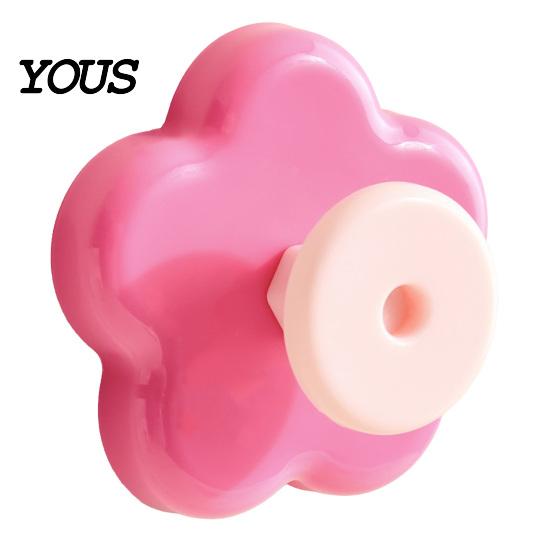 Door Hook Flower Shape Suction Cup Hook, No-Drill Plastic Cabinet Drill Handles, Rotatable Knob Adjustable Buckle for Kitchen Bathroom