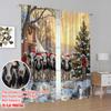 2pcs 2D Flat Printing Merry Christmas Curtains Merry Christmas Farm Cute Animals Polyester Without Electricity Party & Holiday