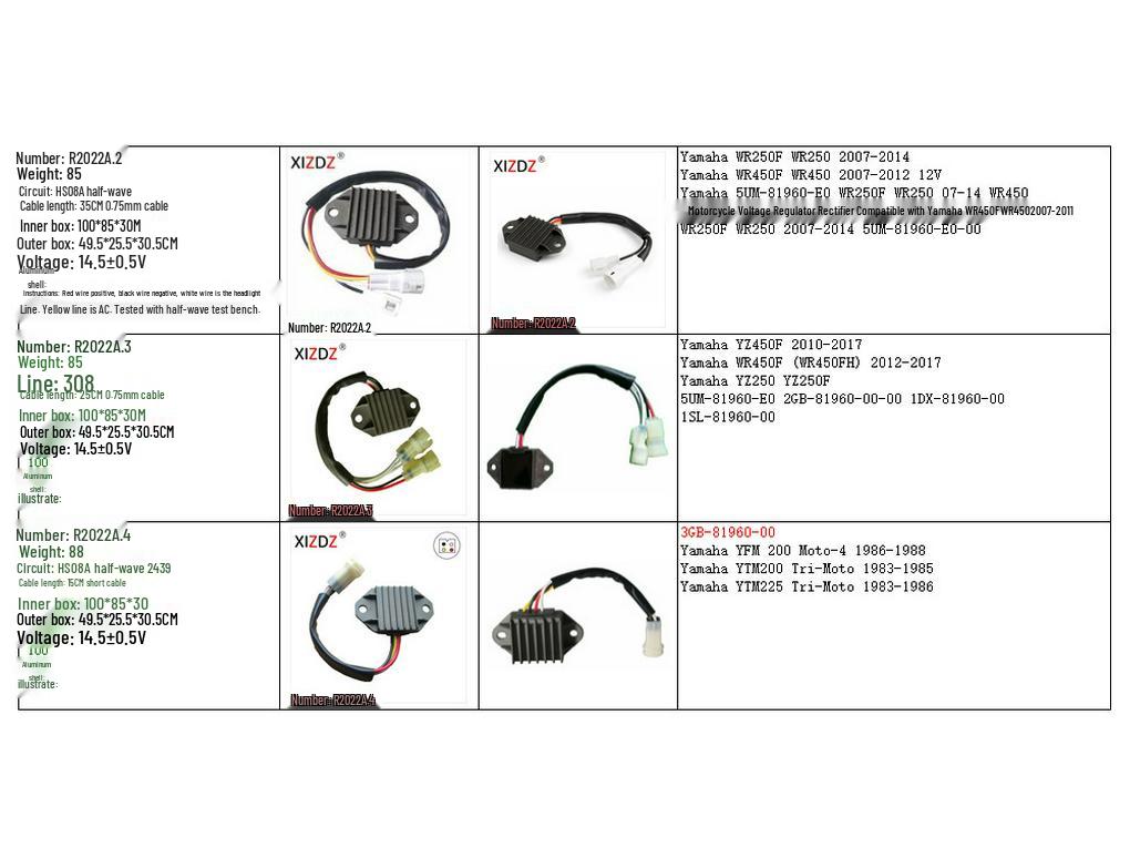2022A.2 Compatible with Yamaha WR250F/450 5UM-81960-E0-00