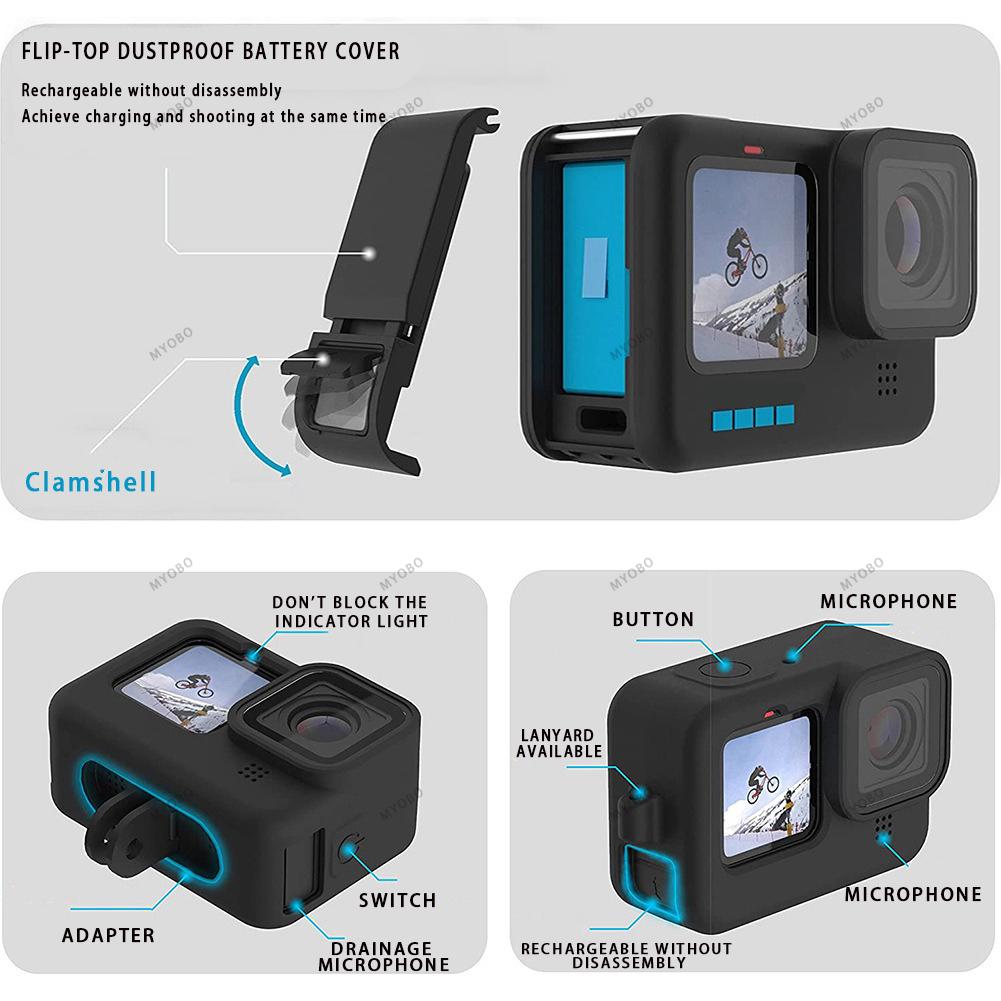 Storage Bag for Gopro Hero 13 12 11 10 Carrying Case Flip Battery Side Cover Screen Protectors Film for Go Pro Hero Accessories