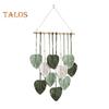 Nástěnná dekorace Velký Boho Macrame Ručně vyráběná příze Tkaná Tapiserie s listovým motivem Nástěnný závěs s umělým peřím pro domácí dekoraci