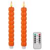Set of 1 Pumpkin Halloween Flameless Taper Candle with Remote Flickering LED Candlestick Battery Powered for Seasonal Home Party