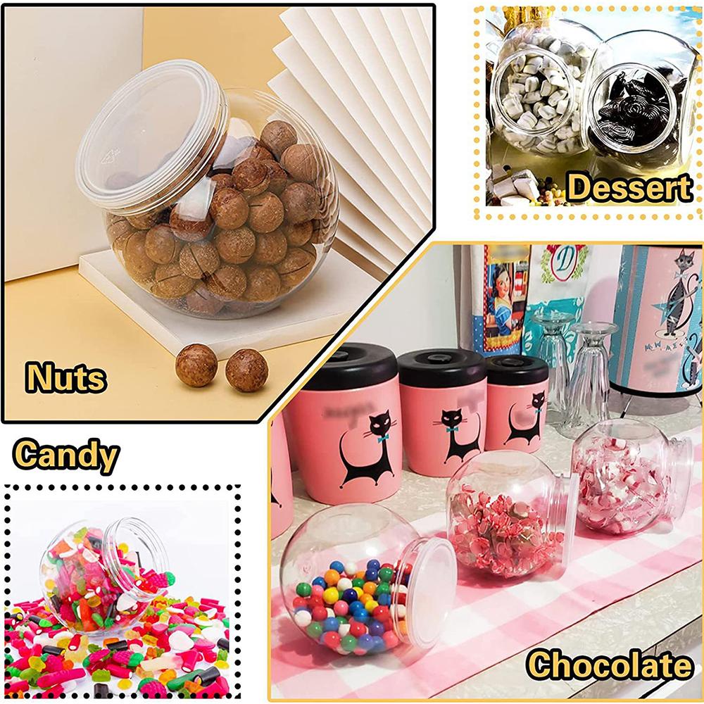 1Pc Candy Jar with Lid Plastic Clear Cookie Storage Container Wide Mouth Canister for Candy Snacks Cereal Jelly Dry Food