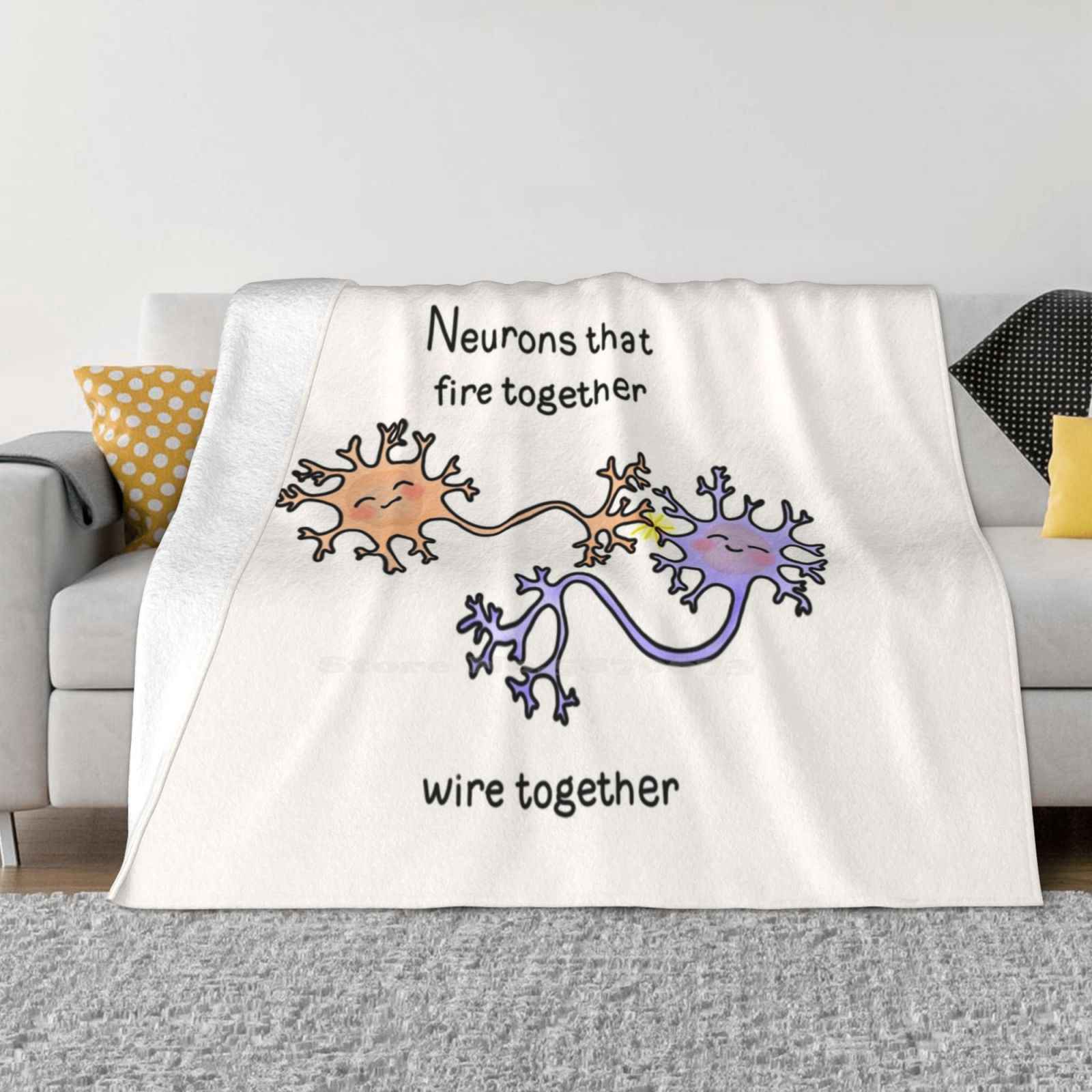 Neurons New Selling Custom Print Flannel Soft Blanket Neurons Synapses Biology Biochemistry Neuroscience Puns Brain Nerdy Cute 30x40in