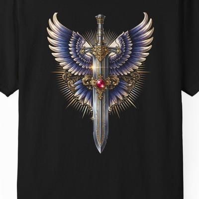 T-shirt Crest de l'Épée de Camelot Ailée • T-shirt Knightcore Fantaisie Médiévale (Comfort Colors 1717)