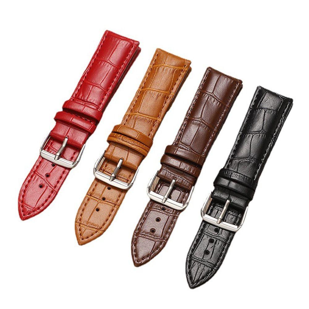 

Two-Piece Watches Accessories Slub Pattern Leather Strap Watch Band Straps Loop Bracelet Watchbands