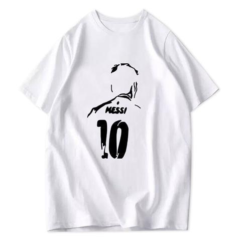 

Football Messi Barcelona Messi Tshirt Short Sleeve Fans Pure Cotton Loose Sports Half Sleeve Unisexs and Womens Tshirt Sleeve 4XL