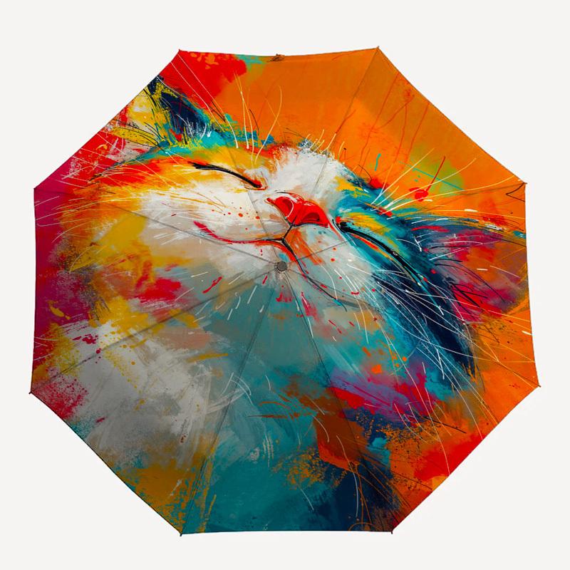 Abstract Art, Colorful Painting- Automatic Umbrella, Four Seasons Portable Folding Umbrella, Suitable for Men and Women, Travel, Daily Compa