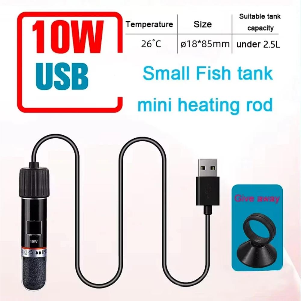 Küçük Balık Tankı için USB Mini Akvaryum ısıtma çubuğu 26°C Sabit Sıcaklık Akvaryum Isıtıcı Dalgıç Termostat Isıtıcı 10 W