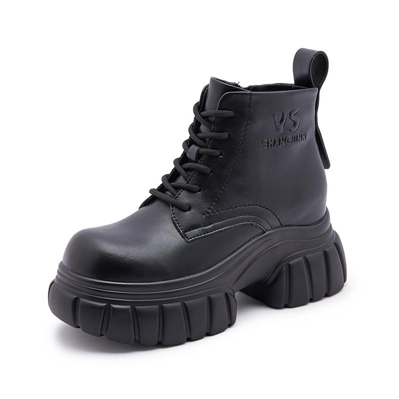 Thick-soled Martin Boots Women's 2025 Autumn and Winter New Inner Height Increase Small Short Boots British Style Medium Tube Versatile Single Boots