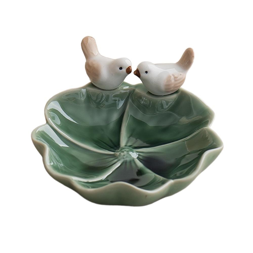 

Handmade Bird Shaped Pastry Plate Cute Home Storage Dish Necklace Ring Storage Tray Living Room зелений