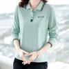 Plus Size Women Long Sleeve T Shirt Autumn Winter Middle Age Mom Base Layer Casual Polo Collar Top
