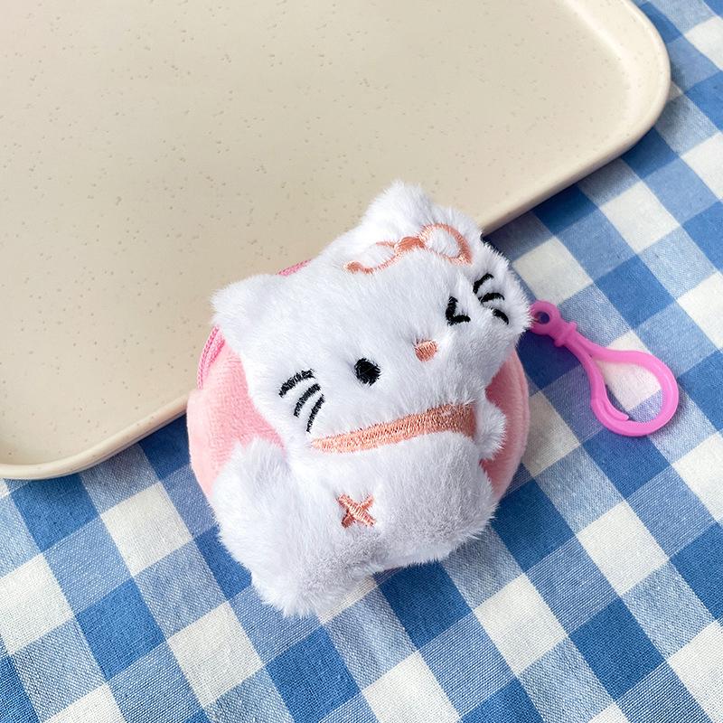Cute Anime Cartoon Kt Cat Earphone Bag Creative  Schoolbag Decoration Portable Kawaii Mini Coin Purse Birthday Gifts