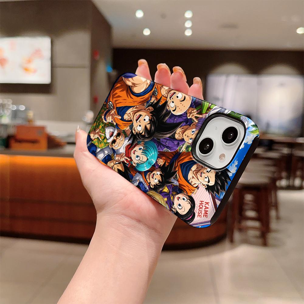 Seven Dragon Ball double-layer phone case, suitable as a protective cover for iPhone 7/8/11/12/13/14/15/16/17 Pro Max Plus