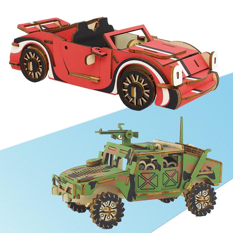 Wooden 3D Puzzle Car - Educational Handmade Toy for Kids