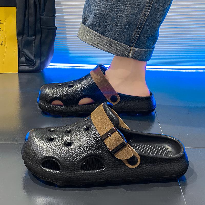 Fashion Men Clogs Summer Slippers Buckle Design Beach Sandals Soft Garden Shoes Casual Outdoor Slides Breathable Slippers Home Shoes