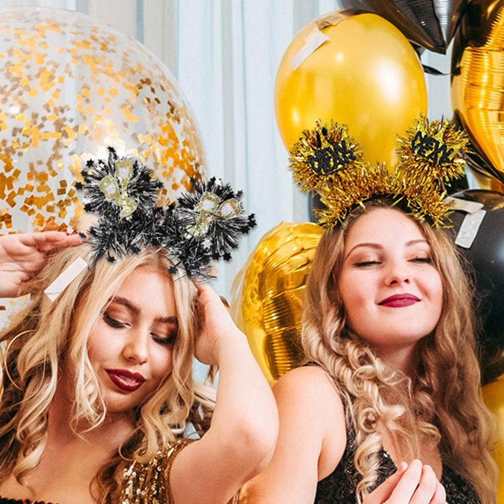 Black Gold 2025 New Year Headbands Wear-resistant Cosplay Headbands  Costume Party Accessories