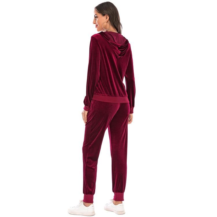 Velvet Velour Tracksuit Set Women Soft Stretch Lounge Zip Up Hoody and Jogger Pants Relaxed Sports Outfit