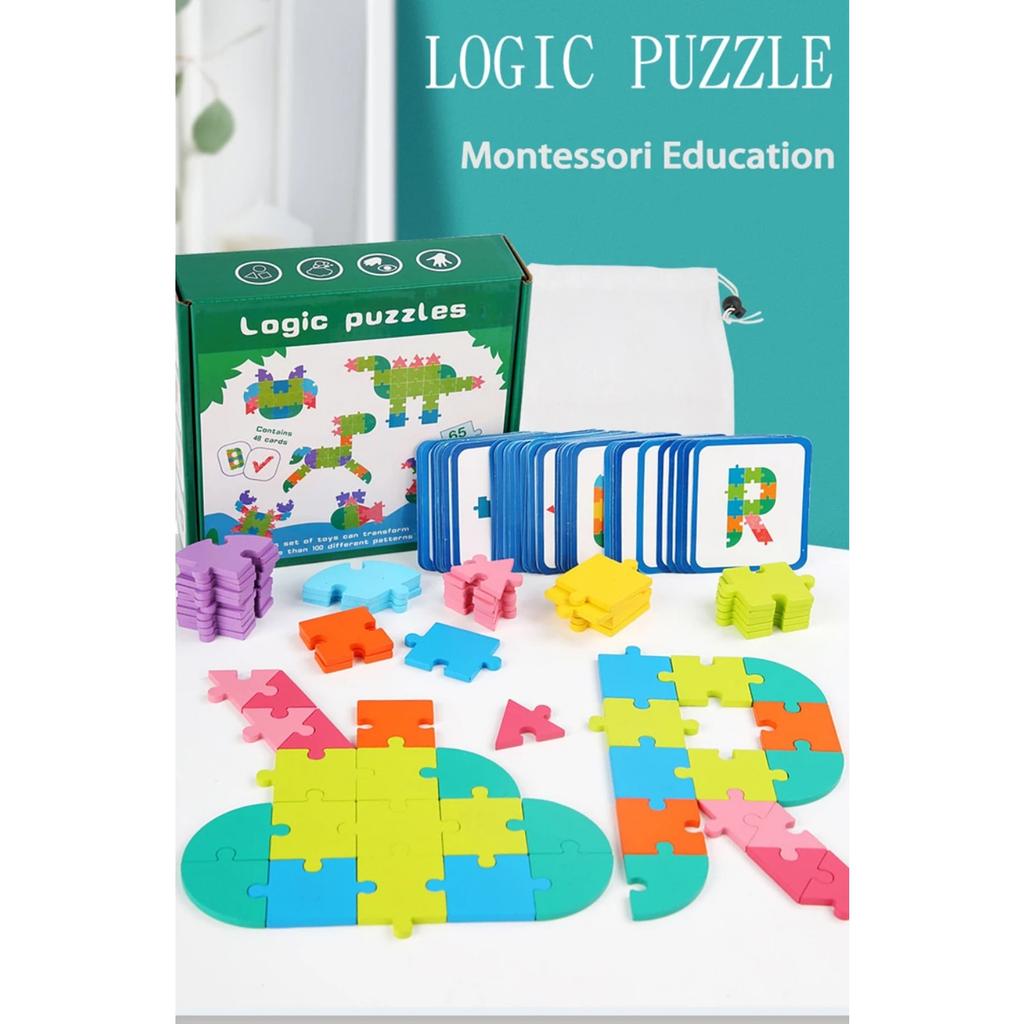 Children Logic Puzzle Tangram Toys Montessori Thinking Educational Games Matching Puzzle Brain Game Letter Animal Jigsaw for Kid