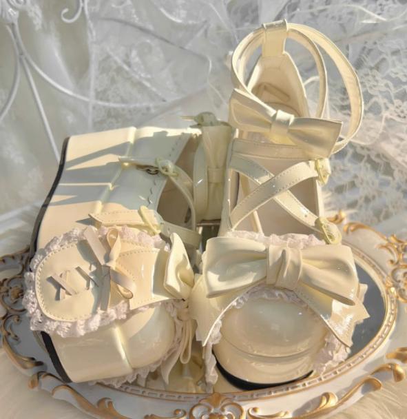 

Модные Милые Девочки Лолита Симпатичные Туфли на Платформе с Бантиками Сладкие Кроличьи Ушки Ремешки Монки Плоские Туфли на Платформе Мэри Джейн 35