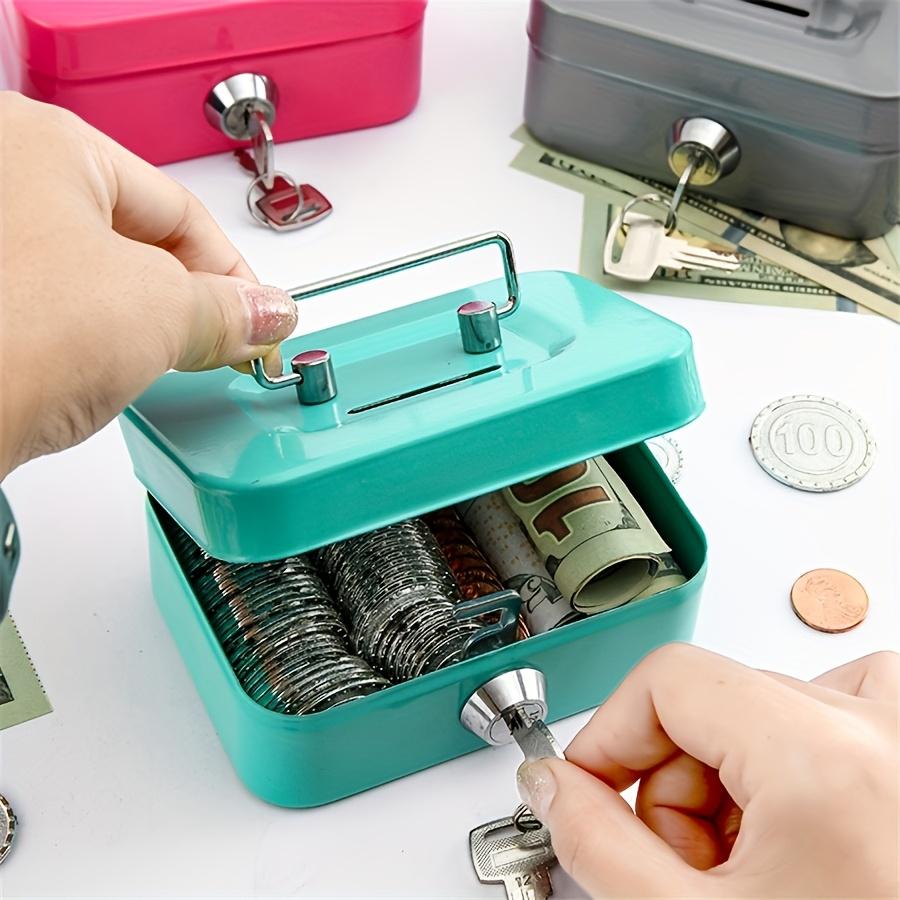 Creative Portable Piggy Bank Storage Box with Key Lock. Household Children's Loose Change Hand-held Storage Box