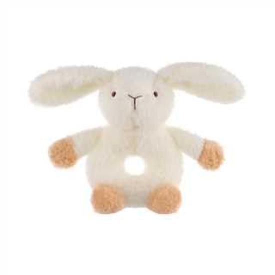 Apricot Lamb Cream Velvet Bunny Rattle, Soft Baby Stuffed Animal Rattle Toy for Boys and Girls, Lovely for Newborns, 0-3 Months, 0-6 Months+, 12cm