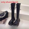 Fall Winter Womens Suede Knee High Boots With Thick Heel For Casual Wear