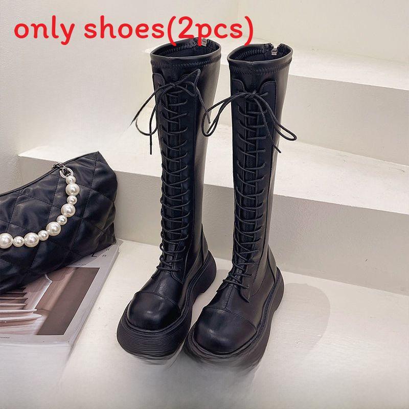 Fall Winter Womens Suede Knee High Boots With Thick Heel For Casual Wear