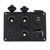 Switch Panel 6 Gang Waterproof LED Digital Display Voltmeter USB On Off Kit for Car RV Yacht