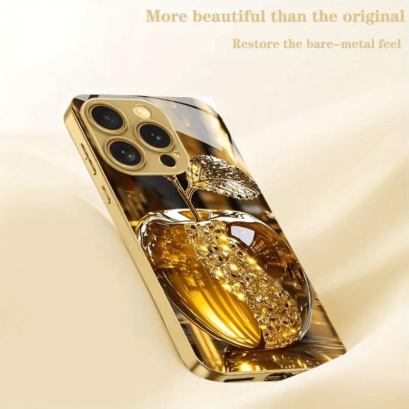 Kreatives Vergoldetes Kristall Gold Metallic Lackiertes Glas Handyhülle Für iPhone 17 16 15 14 13 12 11 Pro Max 15 14 Plus 17 Air 16E Hülle