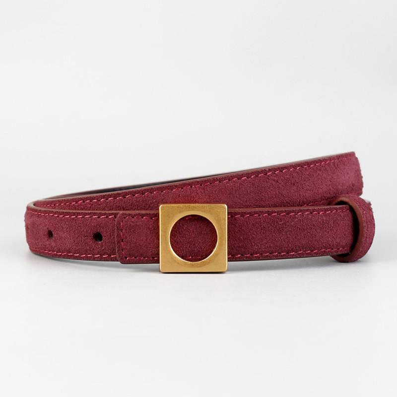 

Elegant Leather Womens Belt With Alloy Buckle For Casual And Office Wear Angora Red
