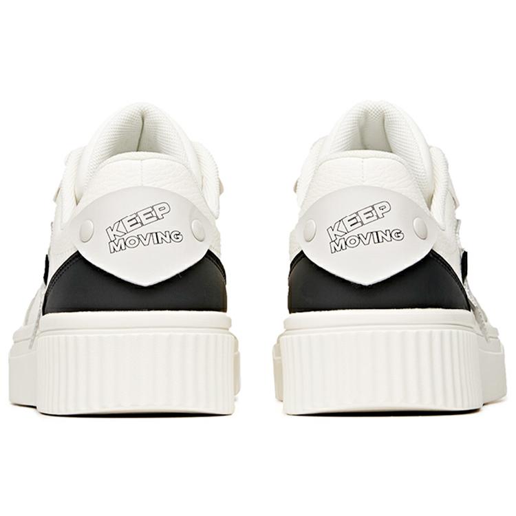 Anta Synthetic Leather Slip Resistant Abrasion Resistant Low top Skateboard Shoes Men's Ivory White/Black 912028020-1
