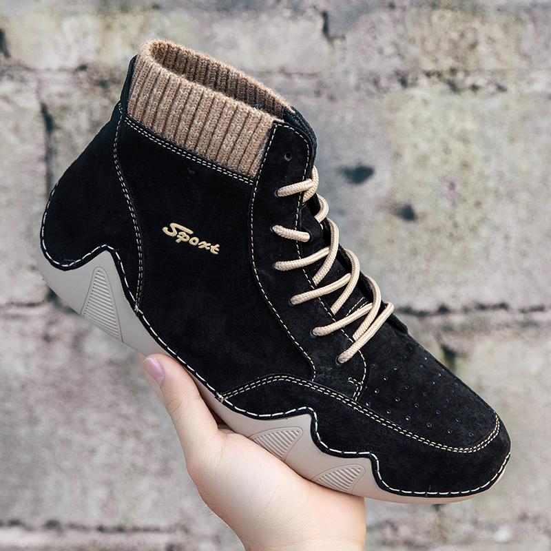 Büyük boy el yapımı bölünmüş deri ayakkabı erkek mokasen ayakkabıları rahat yarım çizmeler erkekler için rahat ayakkabılar mokasen erkek ayakkabıları