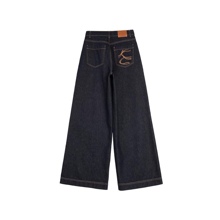 Elle French Vintage Fashion Design High-End Commuter High-Waisted Slim Straight Leg Pants Casual Jeans Women pants EQ53357