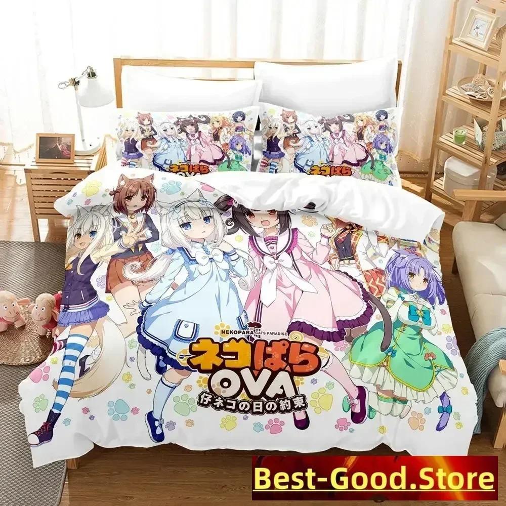 New Nekopara Ova Bedding Set Duvet Cover Sheet Printed Bed Set Pillowcase Bed Full Queen King Size Comforter Bedroom