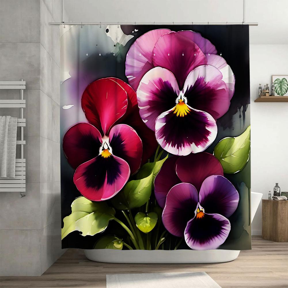 Vibrant Modern Shower Curtain Floral Printed Bathroom Decor for Home Decoration Pink Purple Red Black Colorful Garden Design Siz