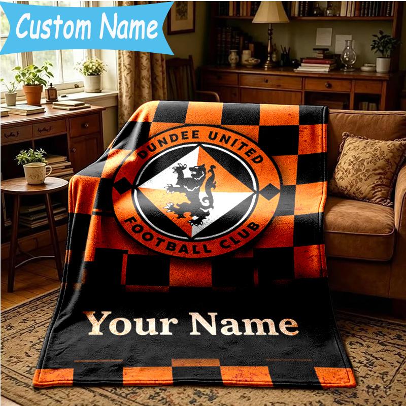 Custom Name Dundee United Crest Design Blanket Bedding Blanket for Women Men, Soft Throw Blankets for Couch,Bed, picnic, Christmas gifts