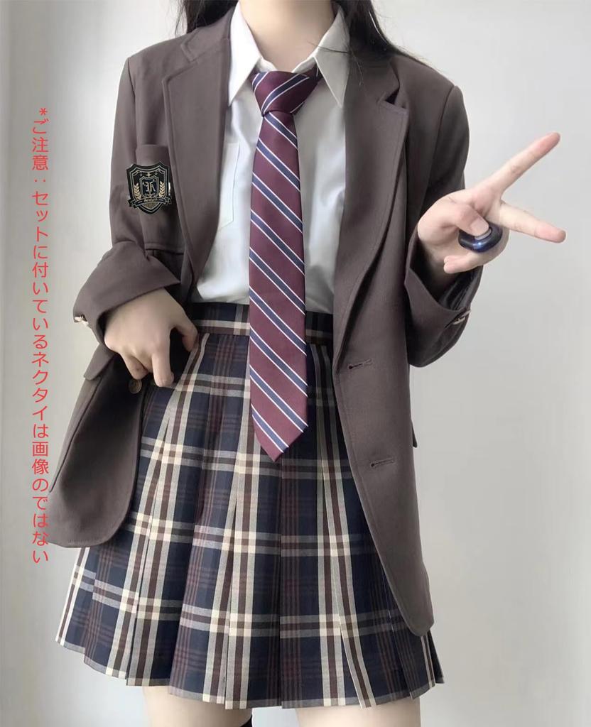 KALAOK High School Girl Cosplay Uniform Halloween Size 2XL 5-Piece Set, Costume, Brown,