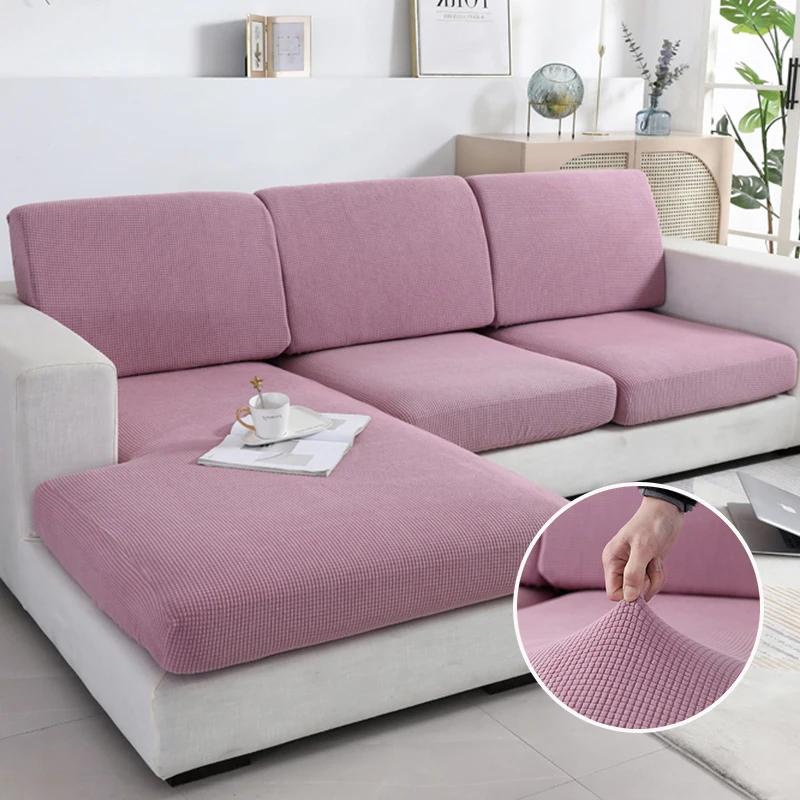Thickened Cushion Cover Wave Pattern Jacquard Fabric Couch Seat Elastic Cover For Family Room L Form L Shape Couch Backrest Furniture Protector