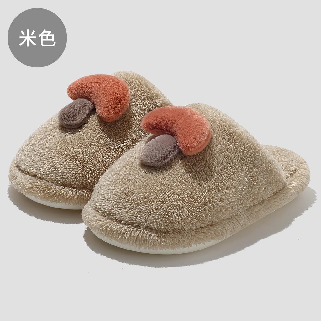 Cute mushroom cotton slippers winter indoor home household plush warm winter fluffy slippers winter
