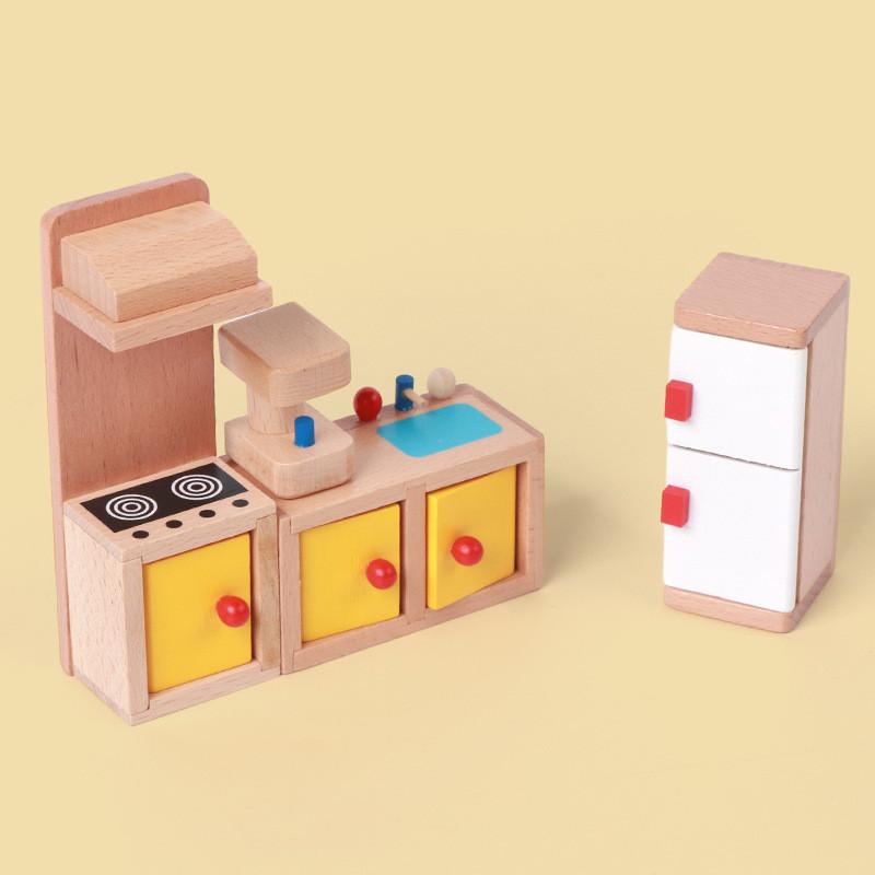 Simulering Mini Tre Soverom Kjøkken Stue Barn Scenesett Leke