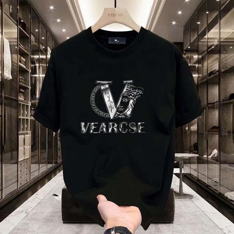 Pánské luxusní bavlněné tričko v korejském stylu - Ležérní, s kulatým výstřihem, s krátkým rukávem