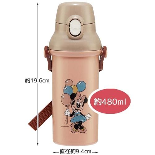 Skater Children's Plastic Water Bottle, 480ml, Antibacterial, Disney Minnie Mouse Retro Design, Made In Japan (PSB5SANAG-A)