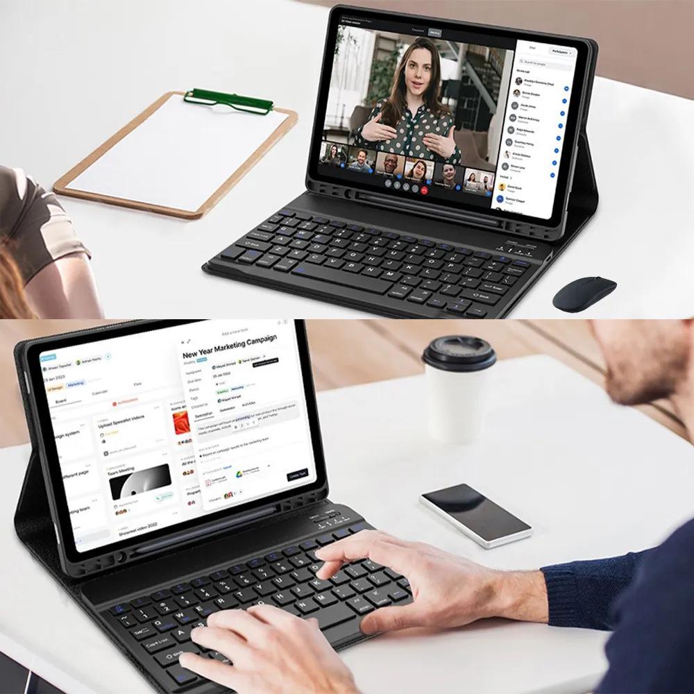 Redmi Pad 2 SE 9.7 Hülle & Xiaomi POCO C1 Kabellose Bluetooth-Tastatur Lederhülle