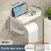 1pc Modern Self-Adhesive Plastic Toilet Paper Holder with Shelf, Wall Mounted No-Drill Tissue Roll Dispenser with Storage for Bathroom Accessories