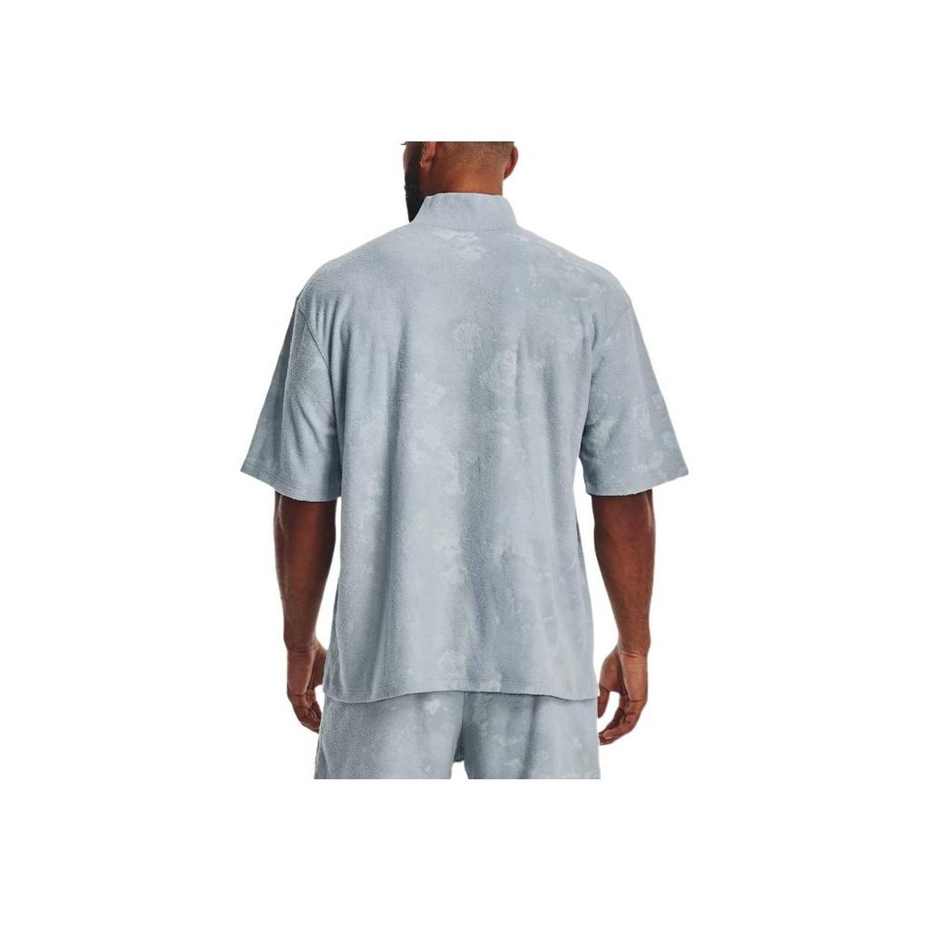 Under Armour Journey Washed Embossed Half-Zip Stand-Collar Short-Sleeve T-Shirt Men Tops Harbor-Blue 1377178-465