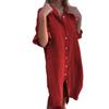Plus Size Shirt Dress Women Summer Cotton Linen Loose Oversized Dress Half Sleeve Elegant Casual Buttons Female Fashion Clothes 5XL 670
