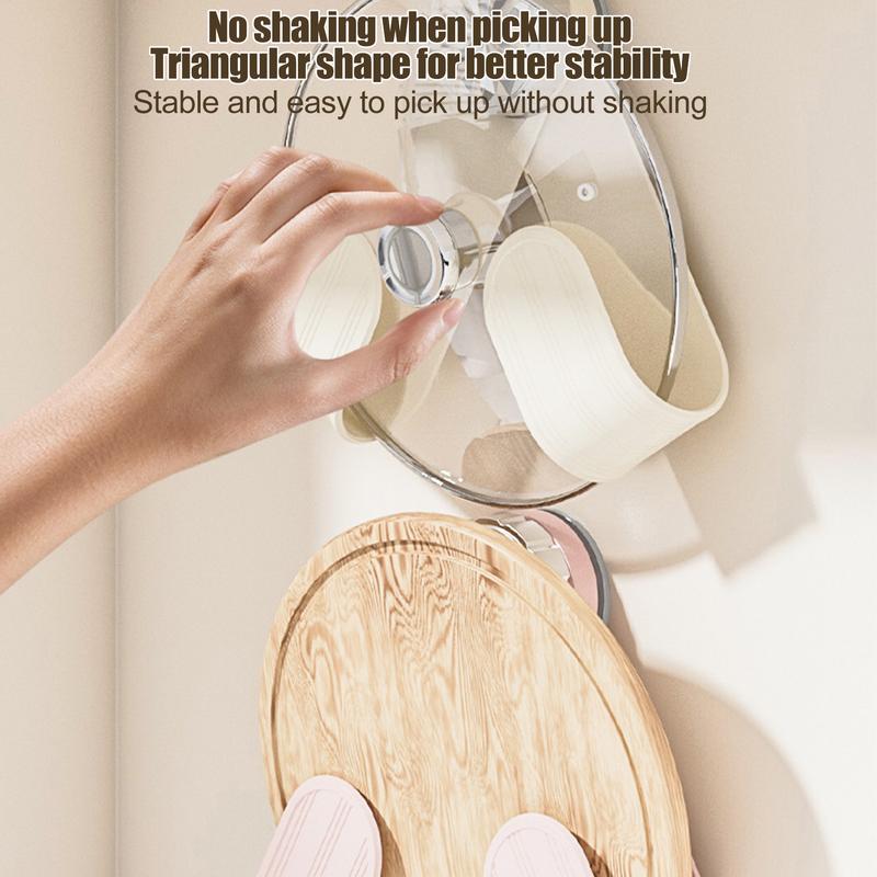 Pot Lid Organizer Adjustable Wall Mounted Pot Lid Holder Multifunctional Kitchen Gadget Rotatable Pan Cover Organizer For